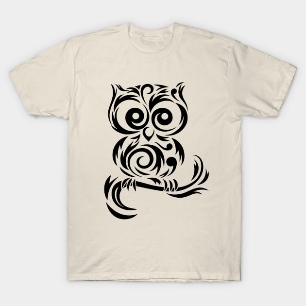 Little Owl Tribal # Black T-Shirt by martinussumbaji